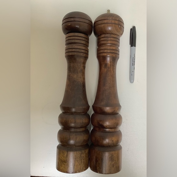 Wood Salt and Pepper Set 14” LARGE | MCM|Tableware|Turned Wood Salt Pepper Mill